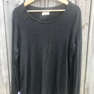 Grey long sleeve side slit shirt